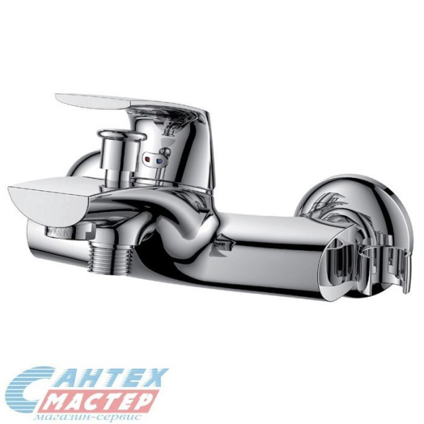 Смеситель для ванны/душа D&K Feuerbach Rhein однорычажный, керамический, настенный, излив короткий литой 172 мм, латунь хром, горизонтальный, фиксированный, однорукий, кран, комплект, сантехника, размер, характеристики, высота, расстояние (Д&K) 