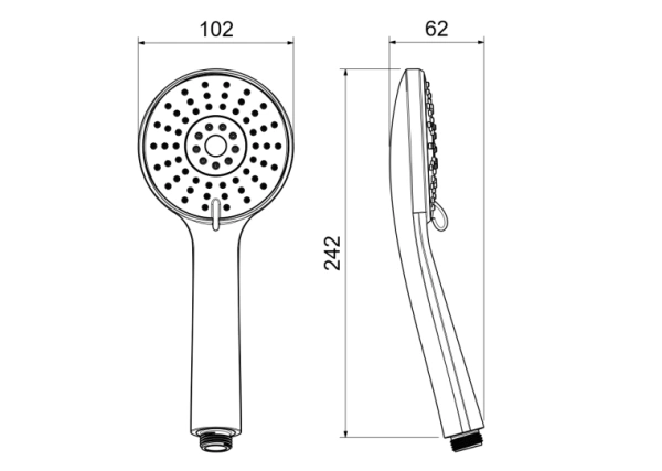 Лейка душевая Aquatek Бетта 102 мм круглая, 3 режима, оружейная сталь, пластик, ручная, для душа/ванной
