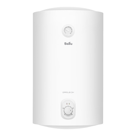 Водонагреватель Ballu BWH/S 80 Orfeus DH 80 л. электрический, настенный, вертикальный, накопительный, механический 1.5 квт, 752х460х497 мм, 230 В, (цвет жемчужно-белый, круглый), с нижней подводкой, эмалированная сталь