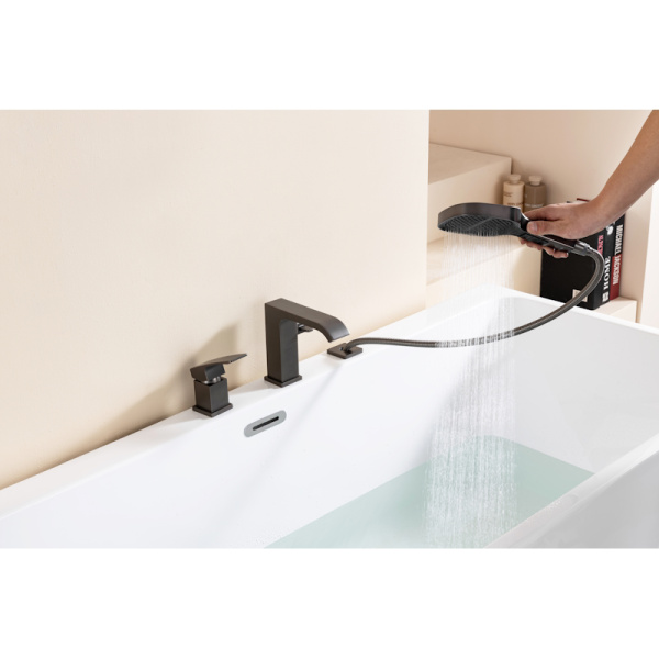 Смеситель для ванны/душа Raglo R02.31.09 на борт ванны, однорычажный, неповоротный, длина излива 164 мм, латунь, цвет графит