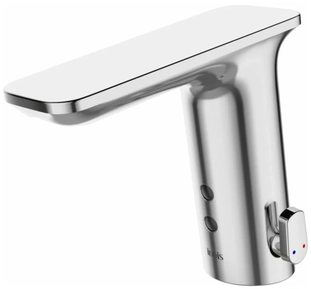 Смеситель для раковины/умывальника IDDIS Pulse, сенсорный, неповоротный, керамический картридж, работает от сети и батареек, длина излива 168 мм, латунь, цвет хром