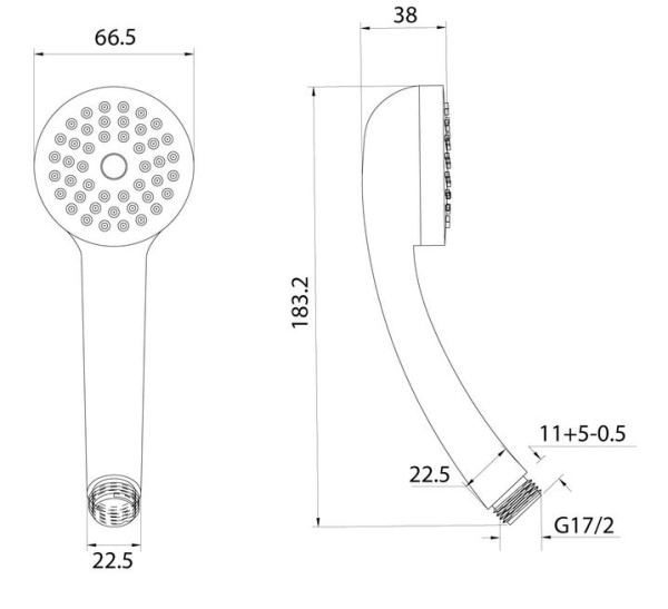 Лейка душевая Melodia Essential 66,5 мм L183 мм ручная, круглая, 1 режим, хром, ABS пластик, для душа/ванной 1401F66M18