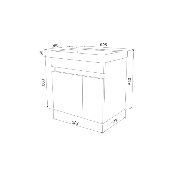 Тумба под раковину IDDIS Zodiac, 592*373*560 мм, подвесная, 2 распашных дверцы, ЛДСП, шкафчик подвесной, система плавного закрывания, прямоугольная, правая/левая, правосторонняя/левосторонняя/универсальная, в ванную комнату