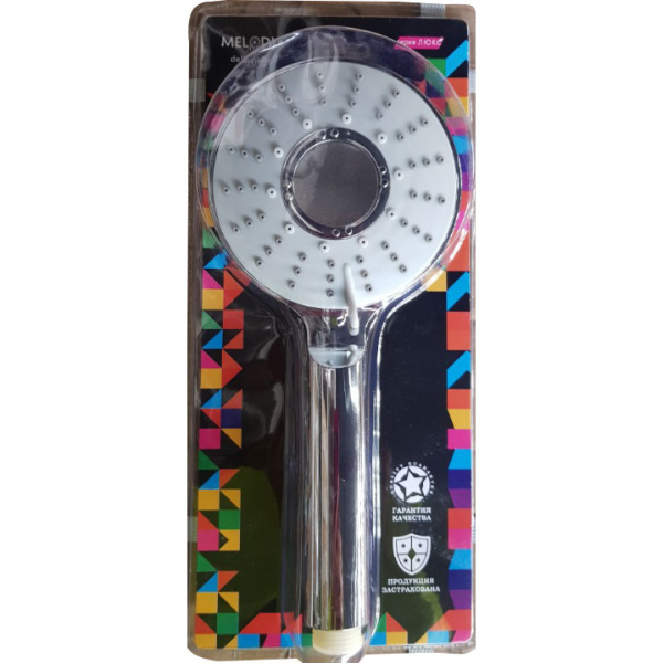 Лейка душевая Melodia Luxe 115 мм L260 мм ручная, круглая, 3 режима, хром, ABS пластик, для душа/ванной MKP26302BL