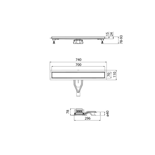 Водоотводящий желоб (Трап) IDDIS Perfex 800 мм, с двусторонней решеткой, цвет хром, горизонтальный выпуск и сифоном 360°, комбинированный затвор, выпуск 40/50 мм 975B8SB00DZ