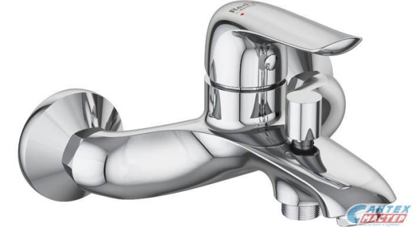 Смеситель для ванны/душа Damixa Palace Evo 2, однорычажный, керамический, настенный, излив короткий литой 183 мм, латунь хром