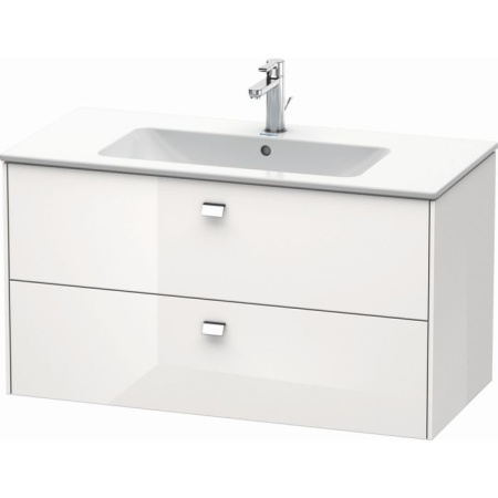 Тумба под раковину Duravit Brioso, 102х47,9х56,1 см, подвесная, 2 выдвижных ящика, ДСП, цвет: белый глянец/хром, шкафчик навесной, механизм доводчика, прямоугольная, правая/левая, в ванную комнату