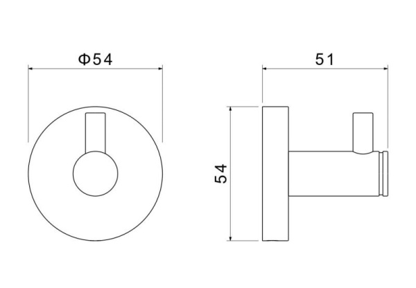 Крючок одинарный Aquatek Европа настенный, нержавеющая сталь/латунь, форма округлая, для полотенец/халатов в ванную/туалет/душевую кабину, цвет оружейная сталь