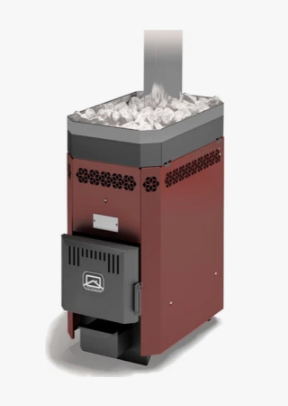 Печь Русь-9 ЛУ ТЕПЛОДАР 9 кв. м, напольная, пристенная, цвет красный, с открытой каменкой, без выносной топки, вертикальная, финская, масса камней 25 кг, на дровах