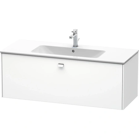 Тумба под раковину Duravit Brioso, 122х47,9х44,2 см, подвесная, 1 выдвижной ящик, ДСП, цвет: белый матовый/хром, шкафчик навесной, механизм доводчика, прямоугольная, правая/левая, в ванную комнату