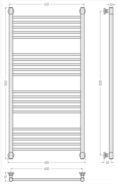 Полотенцесушитель Сунержа "Богема+" прямая 1200х600 водяной