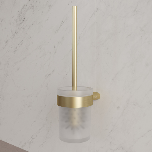 Ершик IDDIS Petite настенный, цвет золото матовое/матовое стекло, нержавеющая сталь/стекло, округлый, для туалета/унитаза PETG0SGi47