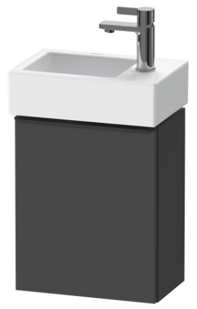 Тумба под раковину Duravit D-Neo, 36,4х22,2х44 см, подвесная, с распашной дверцей, ДСП, цвет: графит матовый, шкафчик навесной, прямоугольная, правая, в ванную комнату