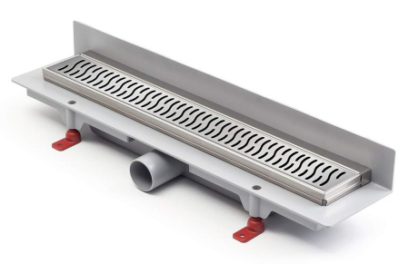 Водоотводящий желоб MCH CH 350 HN2 Harmony 350 мм, глянцевый хром, пристенный, с рамкой из нержавеющей стали, для монтажа к стенке с боковым сливом D 40