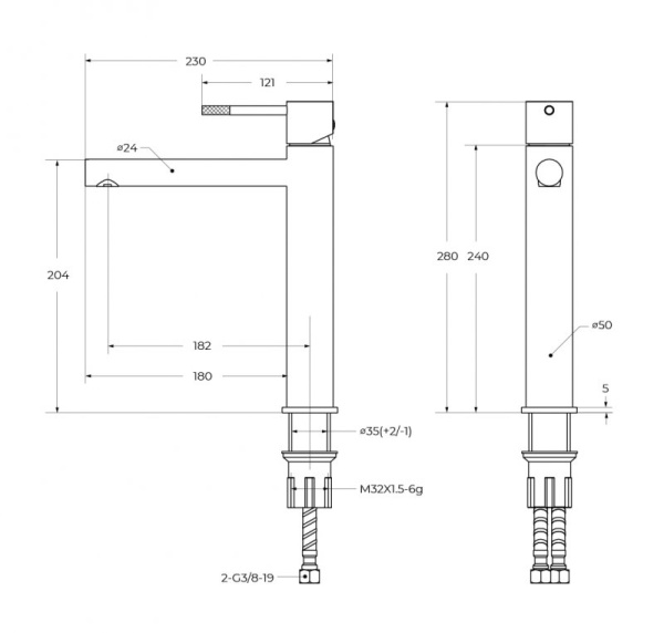 Смеситель для раковины Cezares Relax однорычажный, высокий, длина излива 182 мм, неповоротный, керамический, нержавеющая сталь, цвет оружейная сталь, без донного клапана RELAX-LC2GM-W0