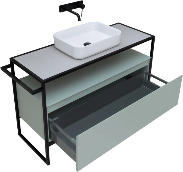 Тумба под раковину Allen Brau Priority 120, напольная, 1200х450х750 мм 1 выдвижной ящик, цвет папирус матовый, прямоугольная, в ванную комнату, стиль лофт