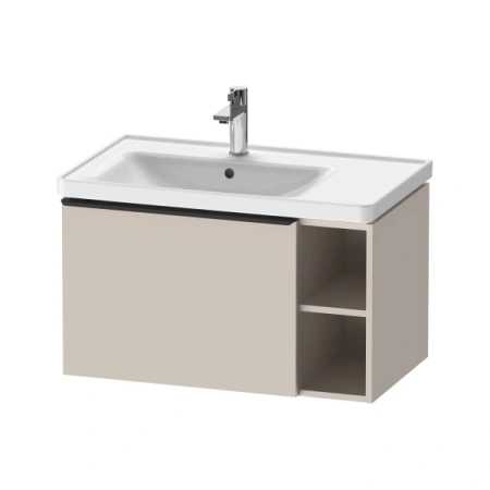 Тумба под раковину Duravit D-Neo, 78,4х45,2х44 см, подвесная, 1 выдвижной ящик, 1 боковая открытая полка справа, ДСП, цвет: серо-коричневый, шкафчик навесной, прямоугольная, правая, в ванную комнату