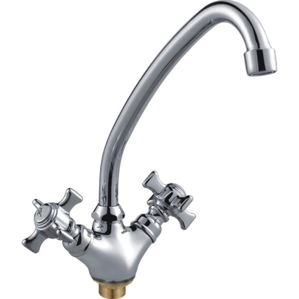 Смеситель для кухни/мойки HAIBA CRON двухвентильный, поворотный, длина 200 мм, силумин, цвет хром