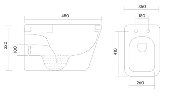 Унитаз подвесной Aquatek Дельта белый, 35х48х32 см горизонтальный (в стену) выпуск, с сиденьем микролифт, дюропласт, безободковый, каскадный слив, под скрытый бачок