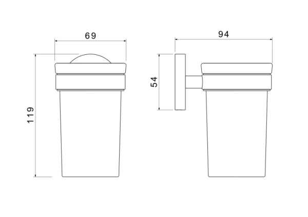 Стакан с держателем Aquatek Европа настенный, латунь/стекло/нержавеющая сталь, округлый, для душа/ванны/зубных щеток, в ванную комнату, цвет шлифованное золото