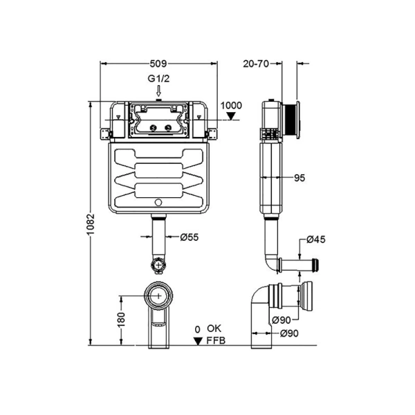 Комплект Aquatek Либра смывной бачок INS-0000019, унитаз напольный AQ1908N-00 с тонким сиденьем soft-close, кнопка белая KDI-0000030