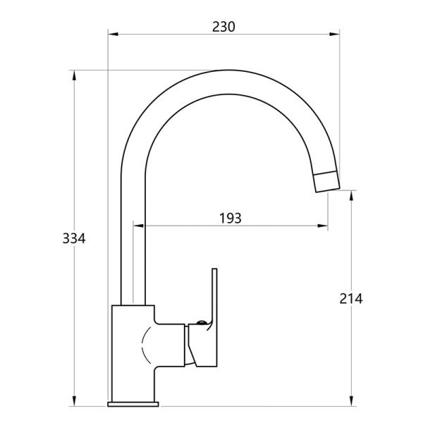 Смеситель для кухни/мойки Melodia Aria однорычажный, поворотный излив R-образный, керамический, высота 214 мм, длина 193 мм, латунь, цвет хром MDV35715