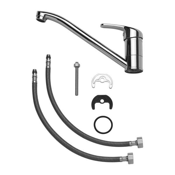 Смеситель для кухни/мойки AQUEDUC однорычажный, поворотный, керамический, длина излива 210 мм, высота 123 мм, латунь, цвет хром 345383