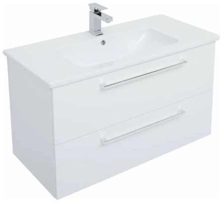 Тумба/база под раковину Dreja GIO 100 см, подвесная, цвет: белый глянец, 2 выдвижных ящика, ЛДСП/МДФ, шкаф/шкафчик подвесной, (подходит раковина для тумбы Dreja MyJoys Эйфория 100х47,6 (641235)