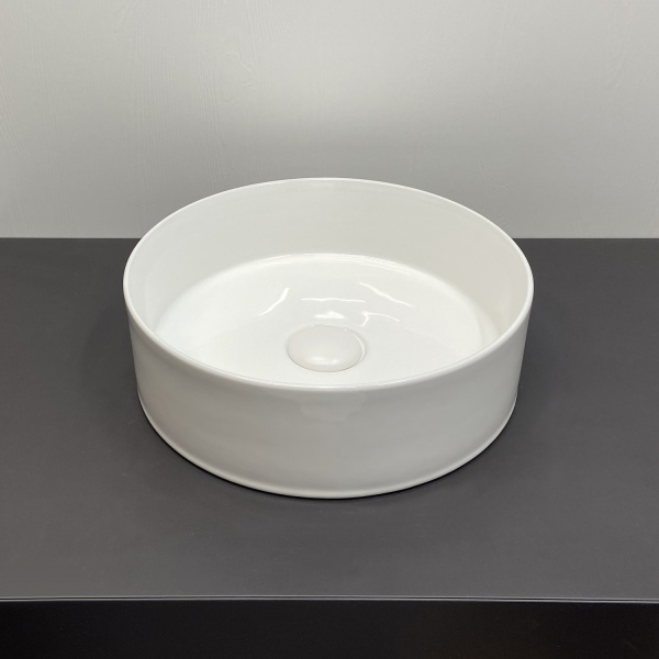 Тумба с раковиной Comforty Джанкой 90 90х67,2х50 см цвет антрацит с черной столешницей, подвесная, 1 распашная дверца/1 выдвижной ящик/открытая полка, ЛДСП/МДФ, прямоугольная/раковина Comforty 9111, круглая, белая, накладная