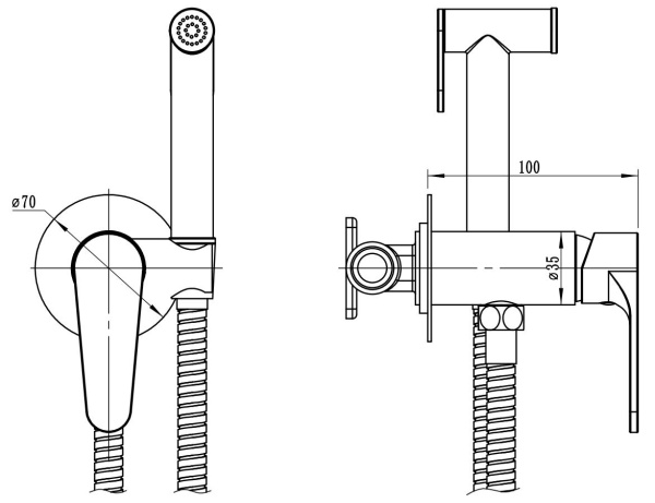 Смеситель с гигиеническим душем Esko Kazan встраиваемый, однорычажный, керамический, без излива, с гибким шлангом/лейкой, латунь, цвет хром KZSMH