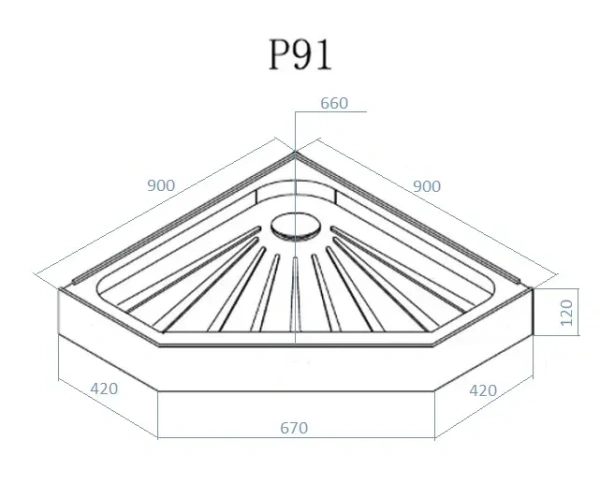 Душевой поддон Cerutti SPA, 90х90 см, трапеция/угловой/пятиугольный, акриловый, низкий, белый, с бортиком, литой, литьевой, для душа