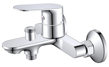 Смеситель для ванны/душа Voda Shore однорычажный, настенный, неповоротный, керамический картридж, излив короткий, латунь, цвет хром, без аксессуаров SHR54