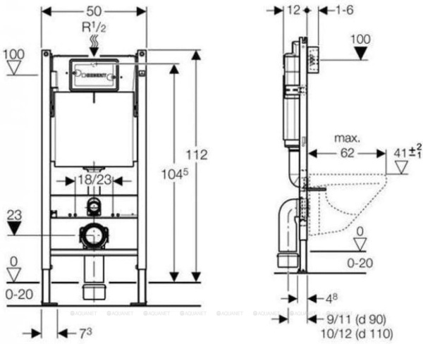 Инсталляция для унитаза Geberit Duofix 111.950.00.6, для клавиш Sigma