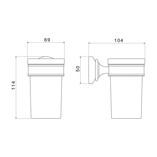 Стакан с держателем Aquatek Классик настенный, латунь/стекло, округлый, для душа/ванны/зубных щеток, в ванную комнату, цвет полированное золото