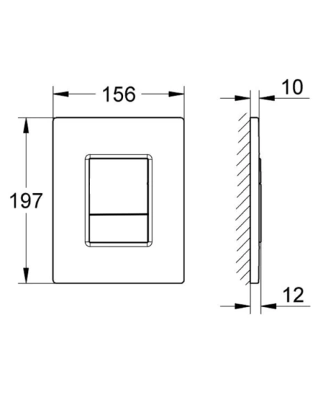 Кнопка смыва Aquatek Pneumo N прямоугольная, цвет хром матовая, пластик, клавиша управления (клавиши прямоугольные) для сливного бачка, инсталляции унитаза, двойная, пневматическая, панель, размер 156х197х10 мм
