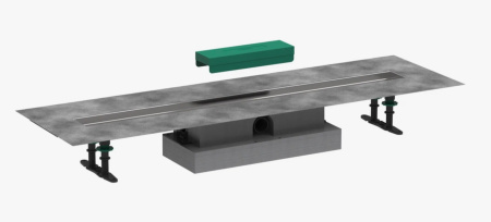 Трап Hansgrohe uBox universal 90, для душа, для установки вровень с полом, 90х11,3 см, с гидрозатвором, горизонтальный выпуск, нержавеющая сталь/пластик, прямоугольный, для внешних частей RainDrain Rock и RainDrain Match