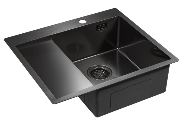 Мойка кухонная Paulmark ALSTER R, 59х51х20 см, врезная, нержавеющая сталь, прямоугольная, цвет вороненая сталь, с отверстием под смеситель, с крылом слева, слив-перелив, врезная в столещницу, для кухни Мойка кухонная Paulmark ALSTER R, 59х51х20 см, врезная, нержавеющая сталь, прямоугольная, цвет вороненая сталь, с отверстием под смеситель, с крылом слева, слив-перелив, врезная в столещницу, для кухни