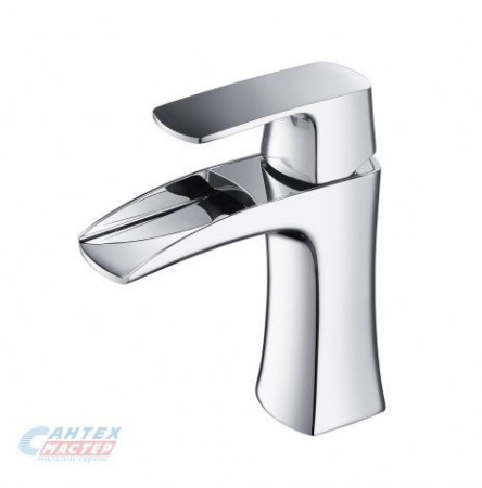 Смеситель для раковины Timo Lumi однорычажный, каскадный, излив короткий, длина 123 мм, керамический, латунь, цвет хром, без донного клапана