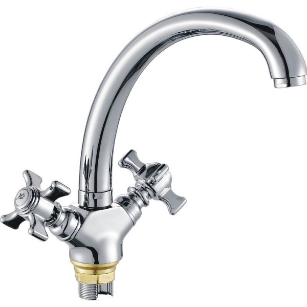 Смеситель для кухни/мойки HAIBA CRON двухвентильный, поворотный, длина 212 мм, силумин, цвет хром