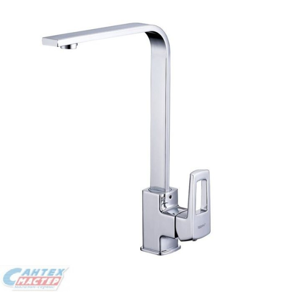 Смеситель для кухни/мойки G-lauf однорычажный, поворотный, керамический, с высоким изливом, длина 183 мм, латунь, цвет хром, кухонный, хромированный, вертикальный, однорукий, одноручный, однозахватный, одноручковые, кран, комплект, сантехника