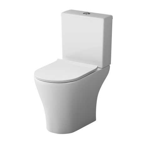 Унитаз компакт Damixa ORIGIN BIT, БЕЛЫЙ, горизонтальный (прямой) выпуск, напольный, с быстросьемным сиденьем микролифт, с крышкой (сиденье) ДЮРОПЛАСТ, нижняя подводка воды