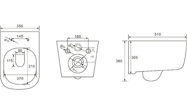 Комплект унитаза с инсталляцией Aquatek Лугано (Сет) c сиденьем микролифт, с клавишей смыва (кнопкой, клавишей двойного смыва) черная, комплект крепления