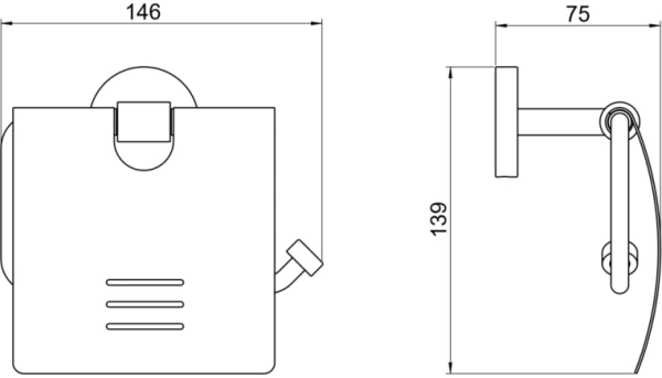 Держатель для туалетной бумаги Aquatek Бетта с крышкой, цвет матовый черный, настенный, нержавеющая сталь, форма округлая, для туалета/ванной, бумагодержатель