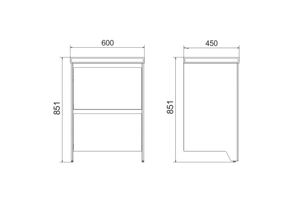 Тумба под раковину Velvex Klaufs 60.2Y, 600х450х851 мм, напольная, цвет белый, 2 выдвижных ящика/выдвижной органайзер, подходит раковина Como 60, правая/левая, правосторонняя/левосторонняя/универсальная, в ванную комнату