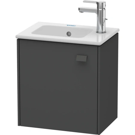 Тумба под раковину Duravit Brioso, 42х28,9х44,2 см, подвесная, с распашной дверцей, ДСП, цвет: графит матовый, шкафчик навесной, прямоугольная, левая, в ванную комнату