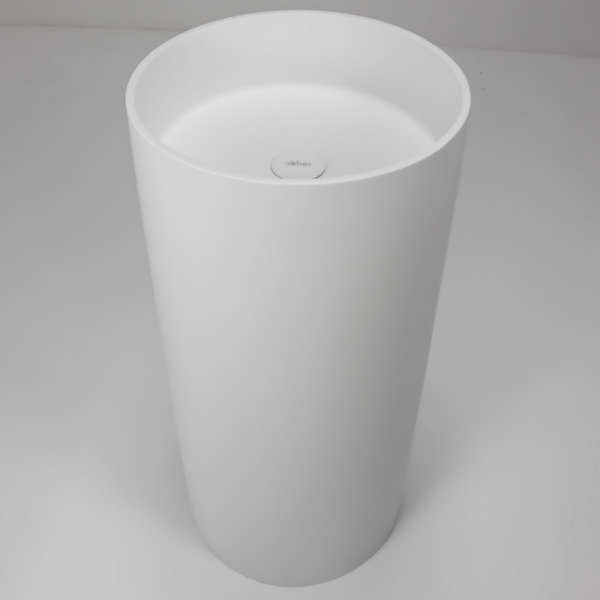 Раковина ABBER Stein 40х40х85 см, напольная, из искусственного камня, круглая, цвет белый матовый, без отверстия под смеситель, без слив-перелива AS2516