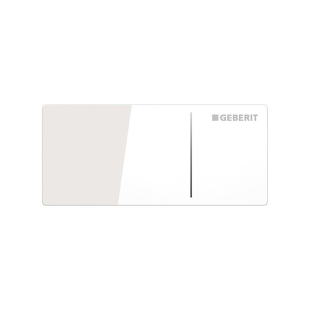 Кнопка смыва Geberit Omega 70 алюминий/стекло, белая, клавиша управления для сливного бачка, инсталляции унитаза, двойная, механическая, панель, универсальная, размер 112х50х0,9 мм