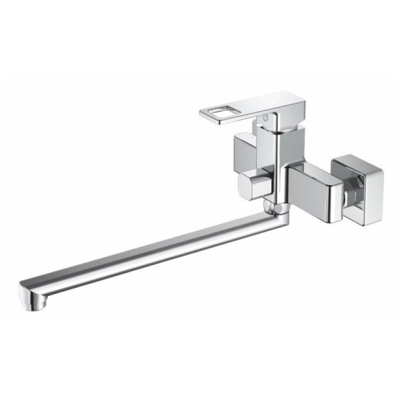 Смеситель для ванны/душа HAIBA однозахватный, хромированный, настенный, излив длинный 400 мм, поворотный, латунь, цвет хром