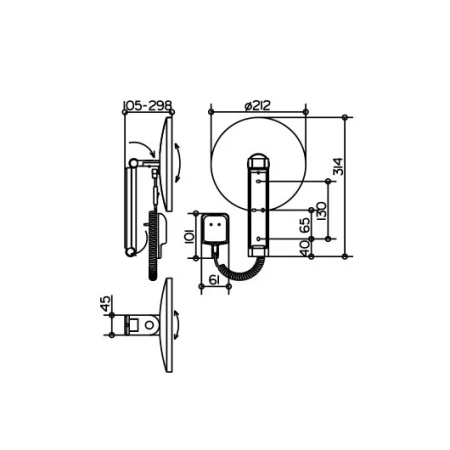 Зеркало Keuco iLook_ move косметическое, с подсветкой, круглое, настенное, увеличение x 5, хром, латунь