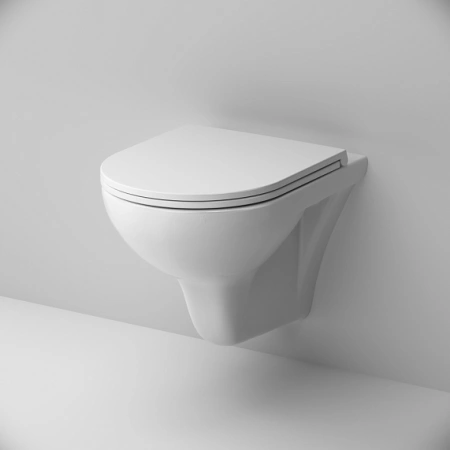 Унитаз подвесной AM.PM Gem, белый, горизонтальный (прямой) выпуск, система антивсплеск, безободковый, с быстросьемным сиденьем микролифт, дюропласт, под скрытый бачок